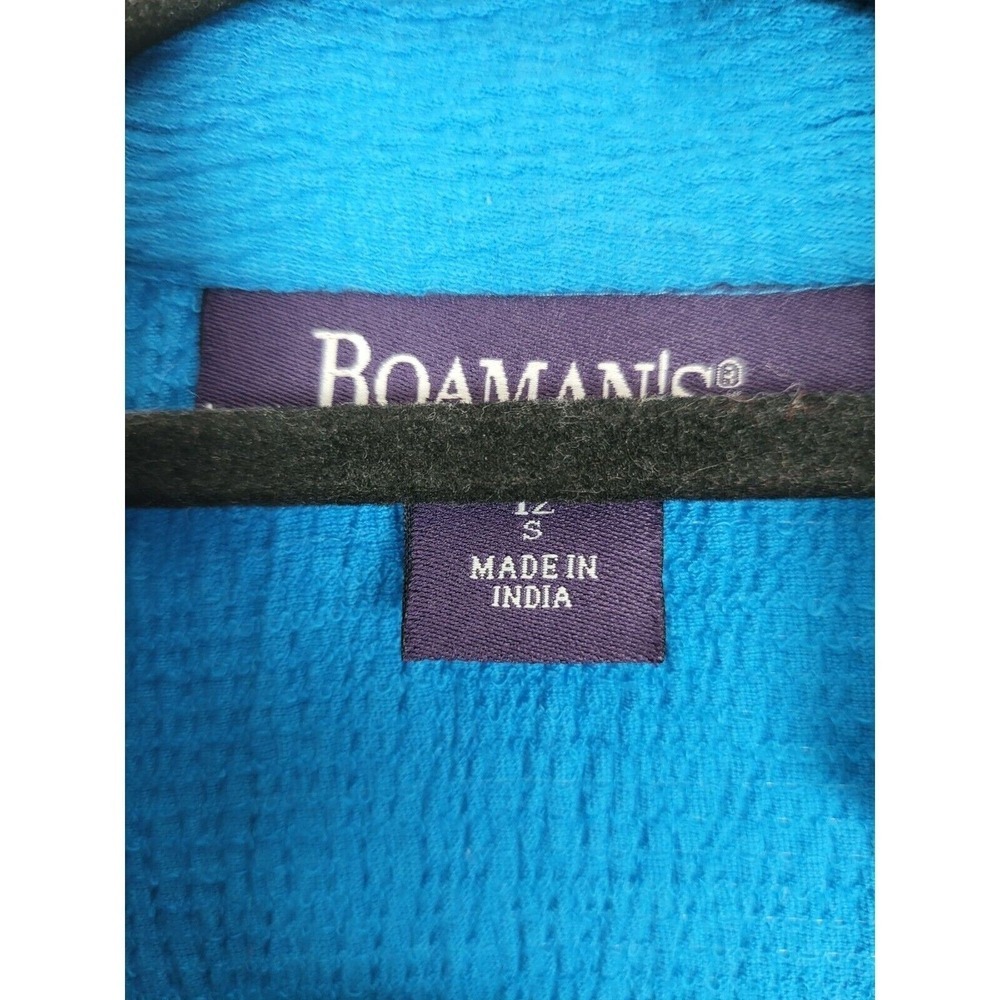 Roaman's Blouse 12 Womens Blue Die Cut 3/4 Sleeve V Neck Pullover Tunic Top - Picture 4 of 6